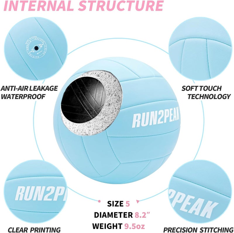RUN2PEAK Soft Touch Volleyball Ball Gifts for Teen Girls Kids Youth Team Beginners Durable Volleyballs for Outdoor Indoor Beach Pool Water Play Official Size 5 Training Practice Volley Ball - Image 5